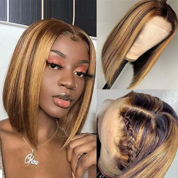 #4/27 highlight bob wigs 13x1 middle part lace wig gluess brazilian remy straight front human hair for women, Black;brown
#4/27 highlight bob wigs 13x1 middle part lace wig gluess brazilian remy straight front human hair for women, Black;brown