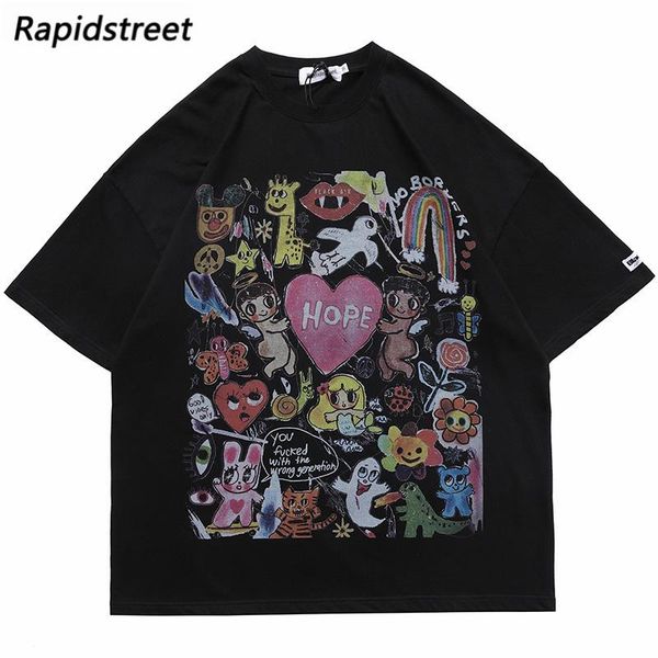 men's t-shirts hip hop streetwear oversize tshirt painting rainbow heart flower print t-shirt harajuku cotton loose short sleeve t shir, White;black
men's t-shirts hip hop streetwear oversize tshirt painting rainbow heart flower print t-shirt harajuku cotton loose short sleeve t shir, White;black