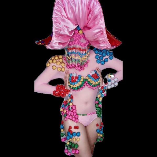 stage wear nightclub singer personality women pink transparent hairball bodysuit dancer rave outfit party cosplay costume dt2767, Black;red
stage wear nightclub singer personality women pink transparent hairball bodysuit dancer rave outfit party cosplay costume dt2767, Black;red