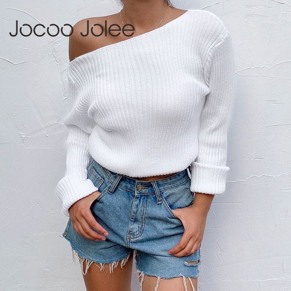 slash neck knitted sweater elegant white asymmetrical pullovers one shoulder jumpers cropped 210428, White;black
slash neck knitted sweater elegant white asymmetrical pullovers one shoulder jumpers cropped 210428, White;black
