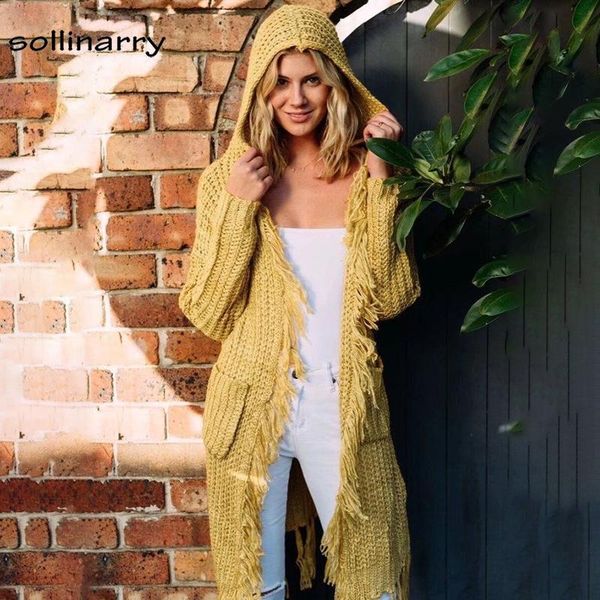 women's sweaters sollinarry street fashion solid thick needle casual hooded yellow pocket tassel cardigans long sleeve women sweater, White;black
women's sweaters sollinarry street fashion solid thick needle casual hooded yellow pocket tassel cardigans long sleeve women sweater, White;black