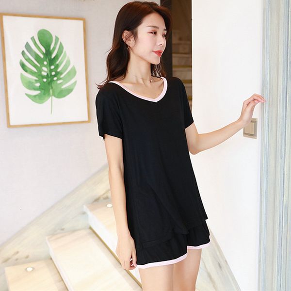 women's sleepwear thin summer pajamas women fat mm loose set short sleeve v neck casual home clothes modal cotton suit pijama femi, Black;red
women's sleepwear thin summer pajamas women fat mm loose set short sleeve v neck casual home clothes modal cotton suit pijama femi, Black;red
