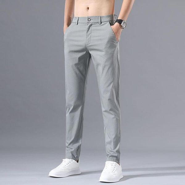 summer ultra thin ice silk pants men's trend loose straight elastic waist casual slim, Black
summer ultra thin ice silk pants men's trend loose straight elastic waist casual slim, Black