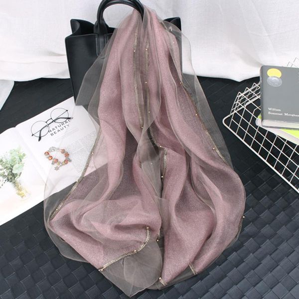 scarves 2021 double layer silk scarf with beads for women female long design spring autumn shawl wraps, Blue;gray
scarves 2021 double layer silk scarf with beads for women female long design spring autumn shawl wraps, Blue;gray
