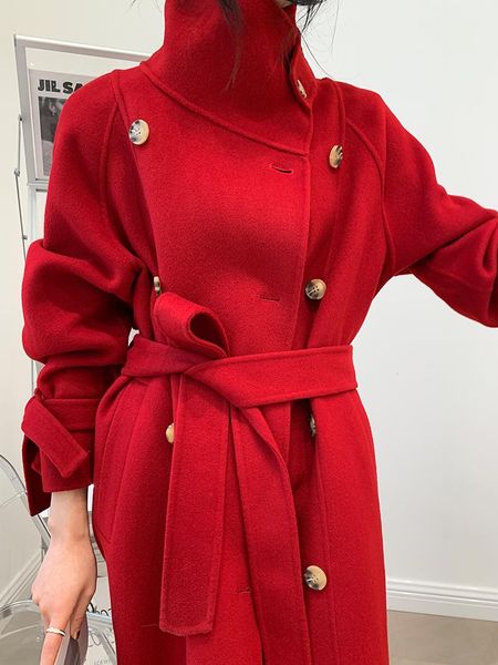 women's wool & blends high end stand collar design cool, medium length double face coat woolen can customized big size, Black
women's wool & blends high end stand collar design cool, medium length double face coat woolen can customized big size, Black