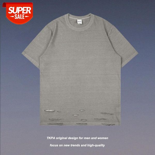 high street solid color washed and worn short-sleeved t-shirt men women loose hem hole bottoming shirt for lovers #cv5o, White;black
high street solid color washed and worn short-sleeved t-shirt men women loose hem hole bottoming shirt for lovers #cv5o, White;black