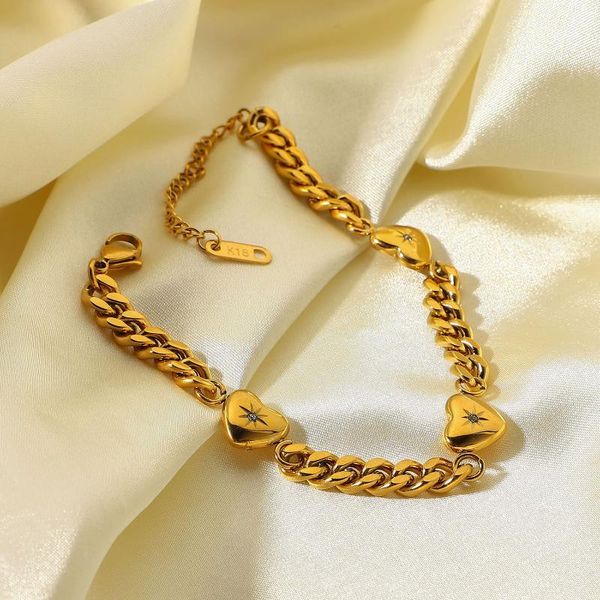 charm bracelets three love hearts inlaid cuban chain bracelet jewelry anklet pulseras mujer, Golden;silver
charm bracelets three love hearts inlaid cuban chain bracelet jewelry anklet pulseras mujer, Golden;silver