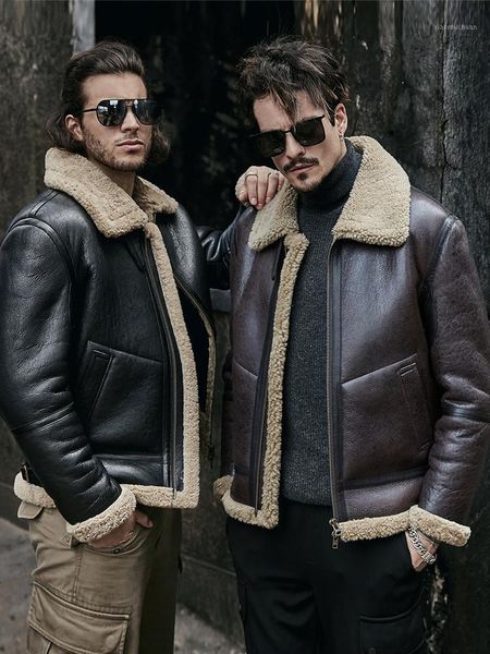 men's leather & faux winter original ecology thickened b3 sheep fur integrated genuine coat short air uniform locomotive, Black
men's leather & faux winter original ecology thickened b3 sheep fur integrated genuine coat short air uniform locomotive, Black