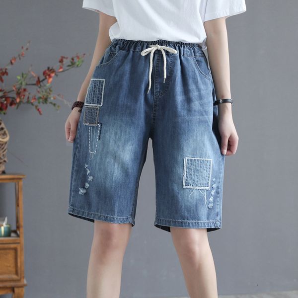 jeans women will see vintage waistline embroidered cord torn casual women's shorts loose leg long denim capri pants, Blue
jeans women will see vintage waistline embroidered cord torn casual women's shorts loose leg long denim capri pants, Blue