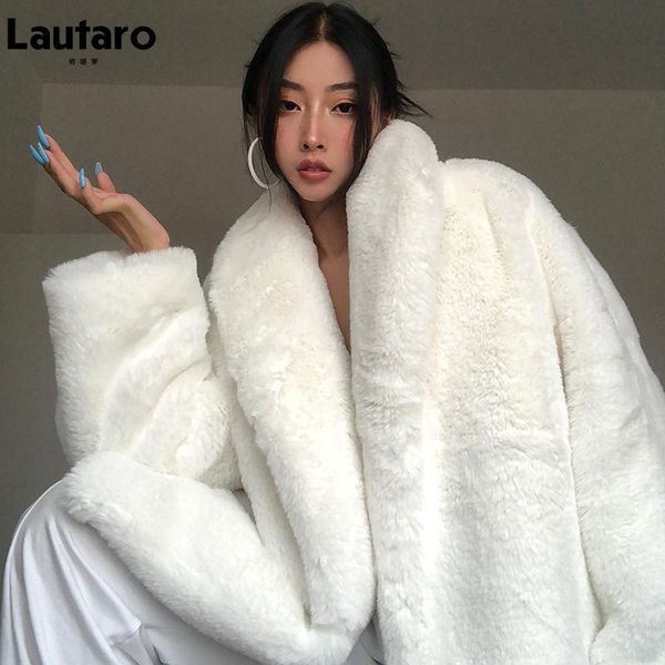 women's fur & faux lautaro winter oversized thick warm white fluffy coat women long sleeve loose casual stylish korean fashion streetwe, Black
women's fur & faux lautaro winter oversized thick warm white fluffy coat women long sleeve loose casual stylish korean fashion streetwe, Black