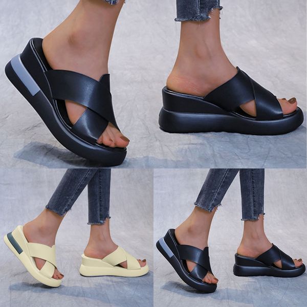 designer shoes wedge slides women wedge slippers fashion solid color leather surface slope heel sandals open toe beach slide sli, Black
designer shoes wedge slides women wedge slippers fashion solid color leather surface slope heel sandals open toe beach slide sli, Black
