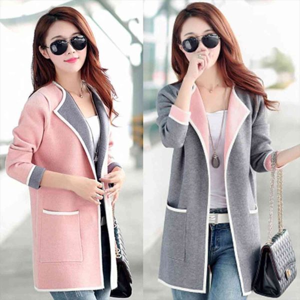 spring autumn womens korean sweater slim jacket fashion joker medium length female long sleeve cardigan large size y24, White;black
spring autumn womens korean sweater slim jacket fashion joker medium length female long sleeve cardigan large size y24, White;black