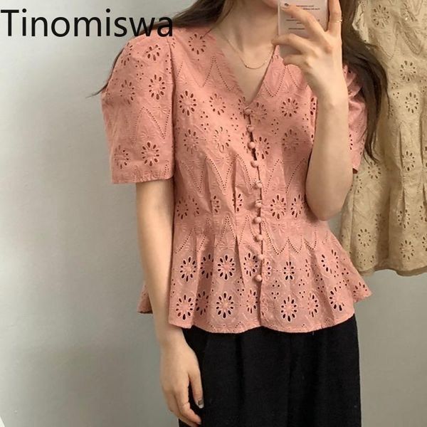 tinomiswa korean chic hollow out elegant shirts women v neck short sleeve blouse female single breasted blusas mujer 2021 women's blous, White
tinomiswa korean chic hollow out elegant shirts women v neck short sleeve blouse female single breasted blusas mujer 2021 women's blous, White