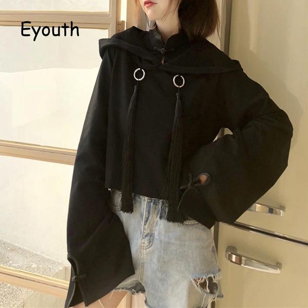 gothic women hoodies vintange tassel short loose black hooded pullover flare sleeve women' clothes street wear sweatshirts women's
gothic women hoodies vintange tassel short loose black hooded pullover flare sleeve women' clothes street wear sweatshirts women's