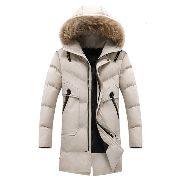 down Men winter coats long, thick-skinned hoods outwear warm parka jackets, Black