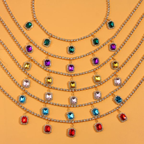 caraquet 7 colors square crystal pendant necklace for women luxury rhinestone tennis chain choker necklace fashion shine jewelry, Red;blue
caraquet 7 colors square crystal pendant necklace for women luxury rhinestone tennis chain choker necklace fashion shine jewelry, Red;blue