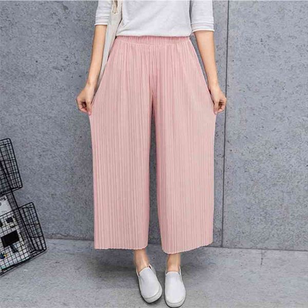 women summer thin knit trousers wide leg pants ankle length casual trouser elastic waist plus size pants, Black;white
women summer thin knit trousers wide leg pants ankle length casual trouser elastic waist plus size pants, Black;white
