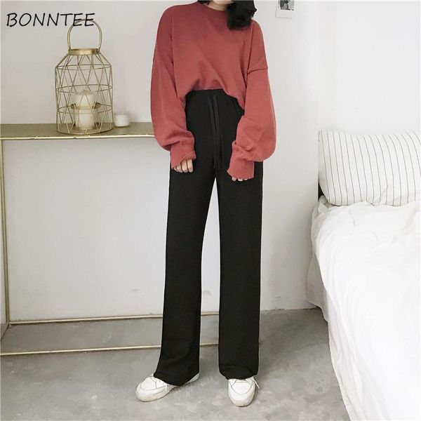 women's pants & capris women elastic waist solid wide leg loose leisure trousers high korean style simple casual all-match womens pant, Black;white
women's pants & capris women elastic waist solid wide leg loose leisure trousers high korean style simple casual all-match womens pant, Black;white