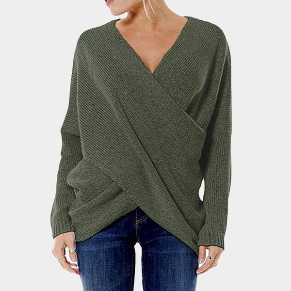 women's sweaters 2021 autumn v-neck criss-cross long sleeve solid warm loose casual pullover knitted sweater winter, White;black
women's sweaters 2021 autumn v-neck criss-cross long sleeve solid warm loose casual pullover knitted sweater winter, White;black
