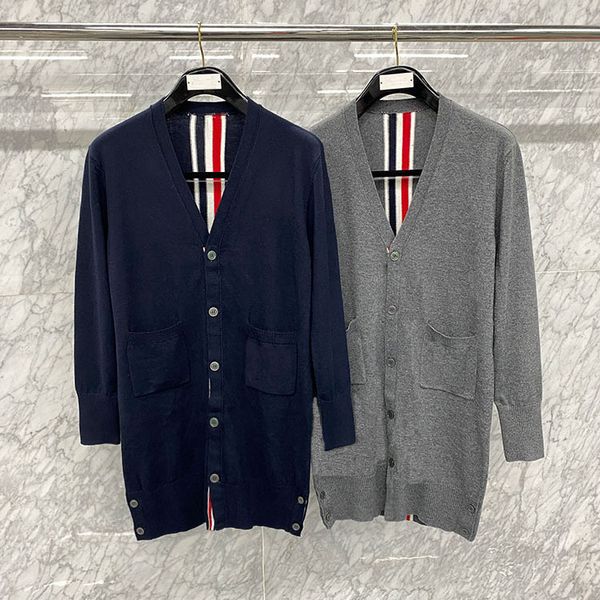 spring 2021 new tb british style back tricolor stripe pocket middle long v-neck knitted cardigan women's coat, White
spring 2021 new tb british style back tricolor stripe pocket middle long v-neck knitted cardigan women's coat, White