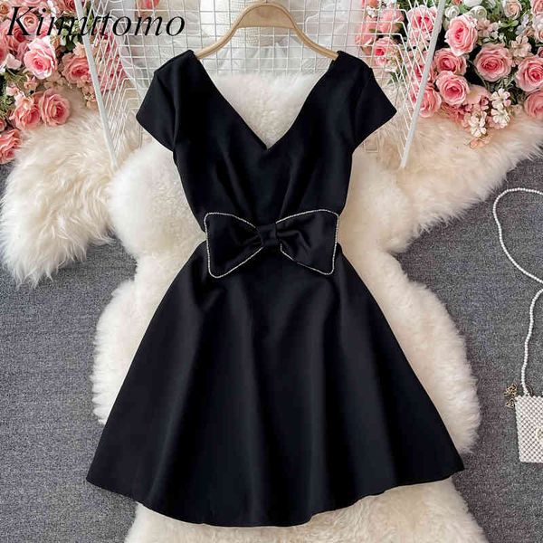 kimutomo chic bow high waist black dress women elegant summer fashion v-neck backless slim a-line solid color vestido femme 210521, Black;gray
kimutomo chic bow high waist black dress women elegant summer fashion v-neck backless slim a-line solid color vestido femme 210521, Black;gray