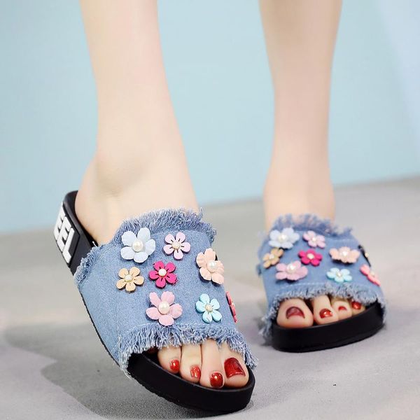 slippers denim slide sweet mixed colors flower beach female sandals c flip flops women home outside soft shoes, Black
slippers denim slide sweet mixed colors flower beach female sandals c flip flops women home outside soft shoes, Black