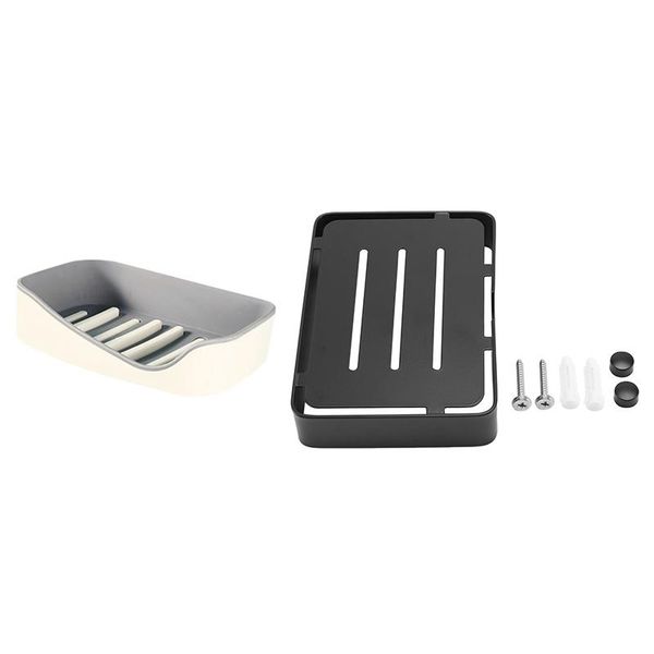 soap dishes 2pcs holder bathroom shampoo basket shelf wall mounted dish rack box, black & gray 
soap dishes 2pcs holder bathroom shampoo basket shelf wall mounted dish rack box, black & gray