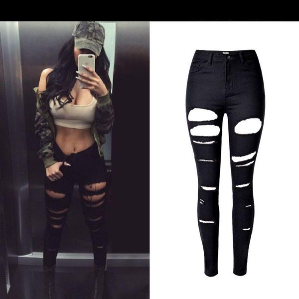 women's jeans high waist woman ripped for chic hole denim pants mujer oversize women black skinny, Blue
women's jeans high waist woman ripped for chic hole denim pants mujer oversize women black skinny, Blue