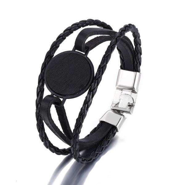 charm bracelets buckle round artificial leather bracelet creative retro simple black men's, Golden;silver
charm bracelets buckle round artificial leather bracelet creative retro simple black men's, Golden;silver