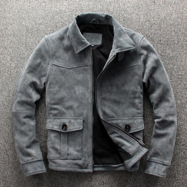 men's leather & faux gray 2021 cow suede jacket turn down collar casual genuine coat men autumn real clothing for male, Black
men's leather & faux gray 2021 cow suede jacket turn down collar casual genuine coat men autumn real clothing for male, Black
