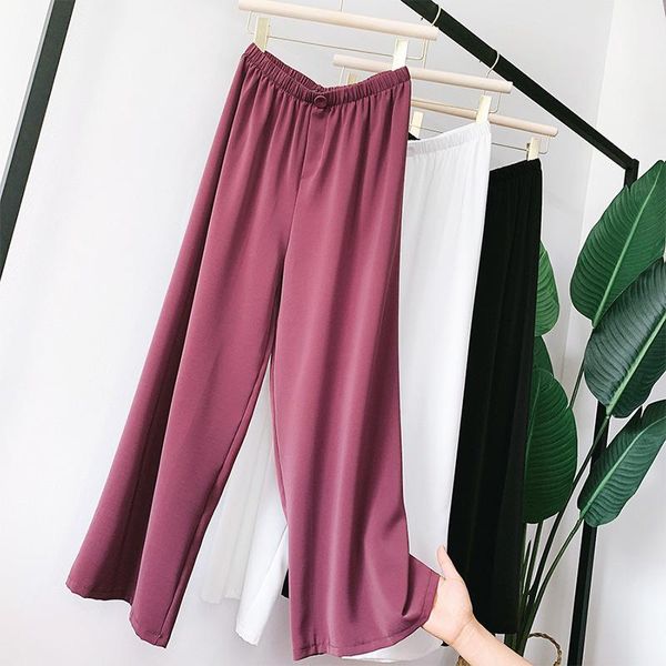 women's pants & capris chiffon wide-leg women elastic high waist drape solid female trousers spring summer fashion ladies casual sweet, Black;white
women's pants & capris chiffon wide-leg women elastic high waist drape solid female trousers spring summer fashion ladies casual sweet, Black;white