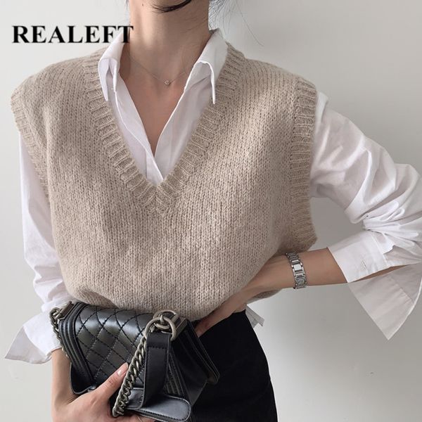 autumn winter chic knitting women's tank sweaters v-neck minimalism oversize pullovers sweater vest female 210428, Black;white
autumn winter chic knitting women's tank sweaters v-neck minimalism oversize pullovers sweater vest female 210428, Black;white