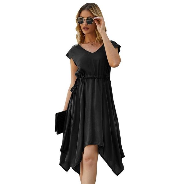 casual dresses summer the women's clothing solid color draw back v-neck sleeveless mid-length irregular dress, Black;gray
casual dresses summer the women's clothing solid color draw back v-neck sleeveless mid-length irregular dress, Black;gray