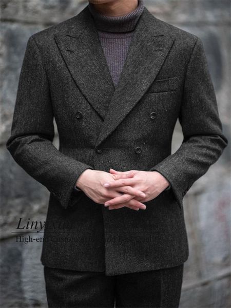 men's suits & blazers winter grey herringbone tweed men suit slim fit double breasted wedding tuxedos 2 pieces business male blazer ter, White;black
men's suits & blazers winter grey herringbone tweed men suit slim fit double breasted wedding tuxedos 2 pieces business male blazer ter, White;black