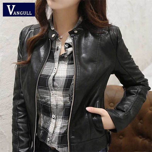 vangull motorcycle pu leather jacket women autumn slim european style casual short outwear biker basic streetwear coat 211215, Black
vangull motorcycle pu leather jacket women autumn slim european style casual short outwear biker basic streetwear coat 211215, Black