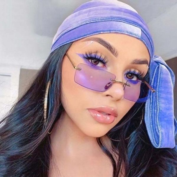 sunglasses fashion women rimless designer square small sun glasses uv400 shades eyewear, White;black
sunglasses fashion women rimless designer square small sun glasses uv400 shades eyewear, White;black