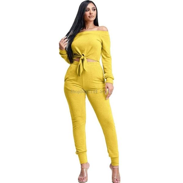 two piece dress off shoulder 2 set women tracksuit long sleeve bow tie crop pants sweat suit spring outfits matching sets, White
two piece dress off shoulder 2 set women tracksuit long sleeve bow tie crop pants sweat suit spring outfits matching sets, White