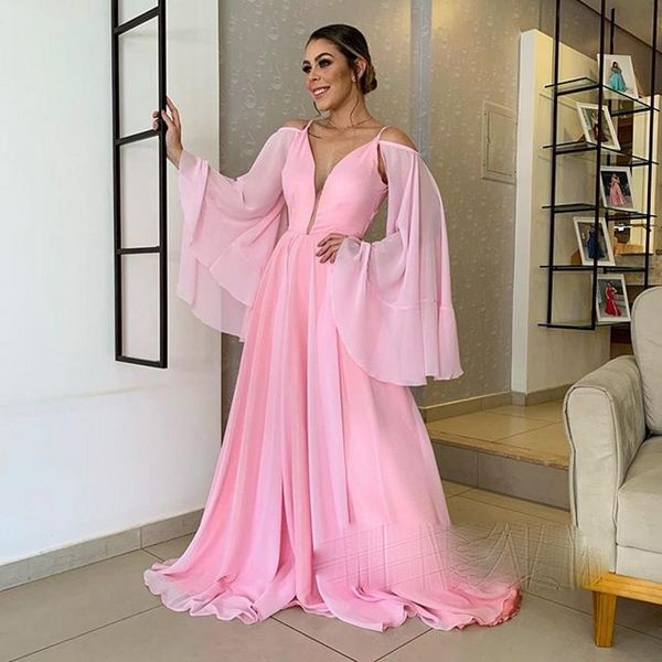 chiffon prom dresses flare long sleeve a line pink formal evening party gowns court train vestidos de fiesta custom, Black
chiffon prom dresses flare long sleeve a line pink formal evening party gowns court train vestidos de fiesta custom, Black