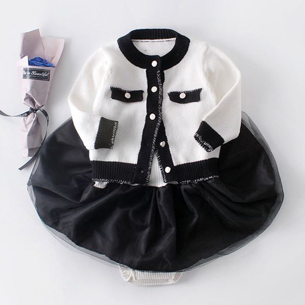girl outfits set newborn baby clothes long ssleeve knit coat + rompers skirt suit autumn infant girls clothing, White
girl outfits set newborn baby clothes long ssleeve knit coat + rompers skirt suit autumn infant girls clothing, White