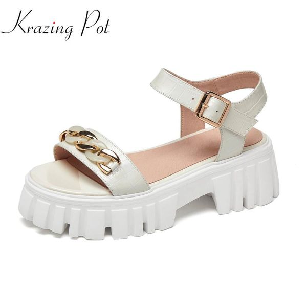 dress shoes krazing pot genuine leather platform thick bottom high heels summer women metal chains non-slip leisure cozy dating sandals l12, Black
dress shoes krazing pot genuine leather platform thick bottom high heels summer women metal chains non-slip leisure cozy dating sandals l12, Black