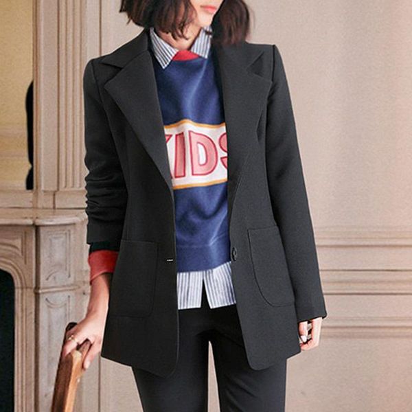 women's suits & blazers winter blazer women suit fashion solid mujer ladies and jackets loose d91120, White;black
women's suits & blazers winter blazer women suit fashion solid mujer ladies and jackets loose d91120, White;black
