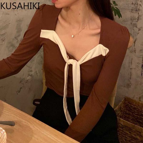 kusahiki korean hit color bow tie square colalr t shirt slim long sleeve basic graphic tees women spring t-shirts 6e589 210602, White
kusahiki korean hit color bow tie square colalr t shirt slim long sleeve basic graphic tees women spring t-shirts 6e589 210602, White