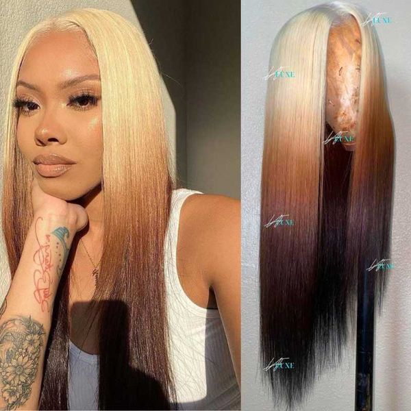lace wigs ombre 3 tone blonde front wig human hair pre plucked brazilian remy 13x6x1 t part 613 straight, Black;brown
lace wigs ombre 3 tone blonde front wig human hair pre plucked brazilian remy 13x6x1 t part 613 straight, Black;brown