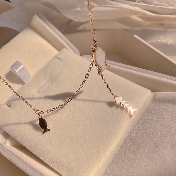 pendant necklaces korean fashion 316l stainless steel fish bones chain necklace for women girl temperament jewelry party ins gift, Silver
pendant necklaces korean fashion 316l stainless steel fish bones chain necklace for women girl temperament jewelry party ins gift, Silver