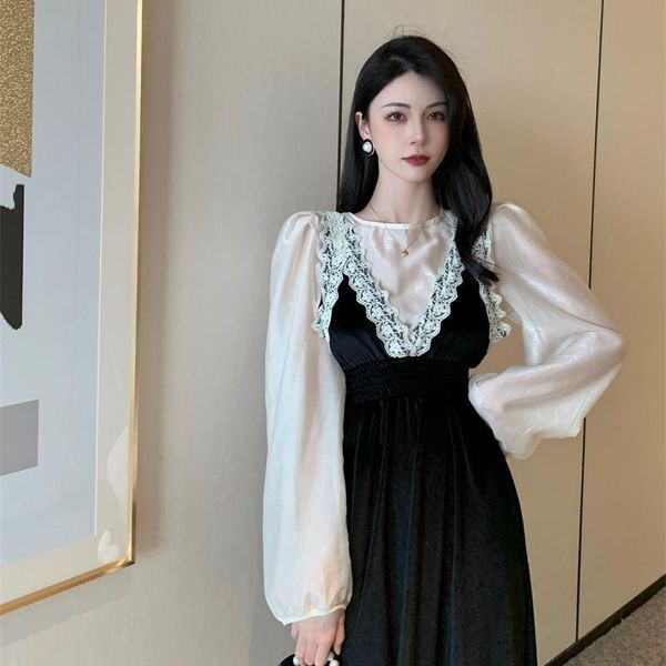 casual dresses real s french retro velvet suspender dress women's fall 2021 lace temperament waist z431a, Black;gray
casual dresses real s french retro velvet suspender dress women's fall 2021 lace temperament waist z431a, Black;gray