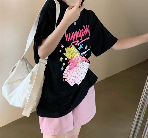 women's t-shirt sweet princess print short-sleeved 2021 summer bottoming shirt casual round neck all-match, White
women's t-shirt sweet princess print short-sleeved 2021 summer bottoming shirt casual round neck all-match, White