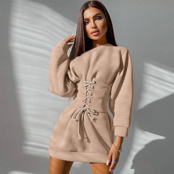 casual dresses 2021 autumn winter women solid color round neck long sleeve loose elastic waist dress, Black;gray
casual dresses 2021 autumn winter women solid color round neck long sleeve loose elastic waist dress, Black;gray