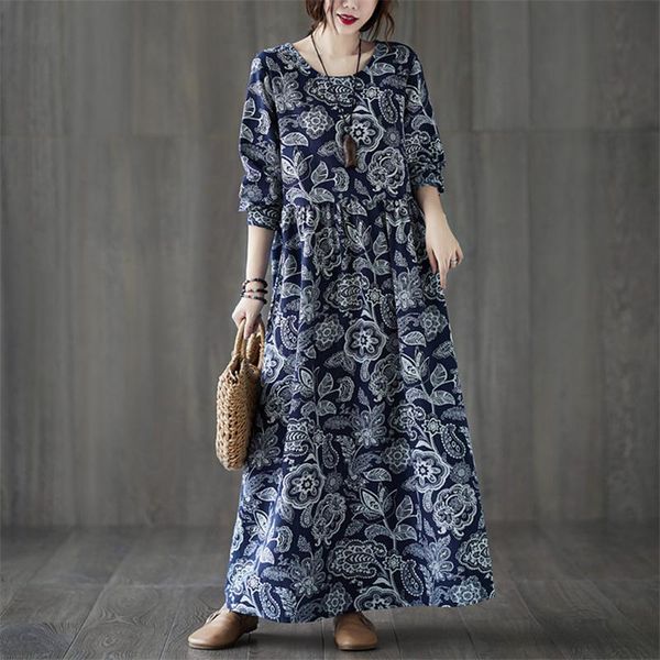 spring autumn fashion style cotton and linen print round neck long sleeve large size age-reducing loose dress trendy casual dresses, Black;gray
spring autumn fashion style cotton and linen print round neck long sleeve large size age-reducing loose dress trendy casual dresses, Black;gray