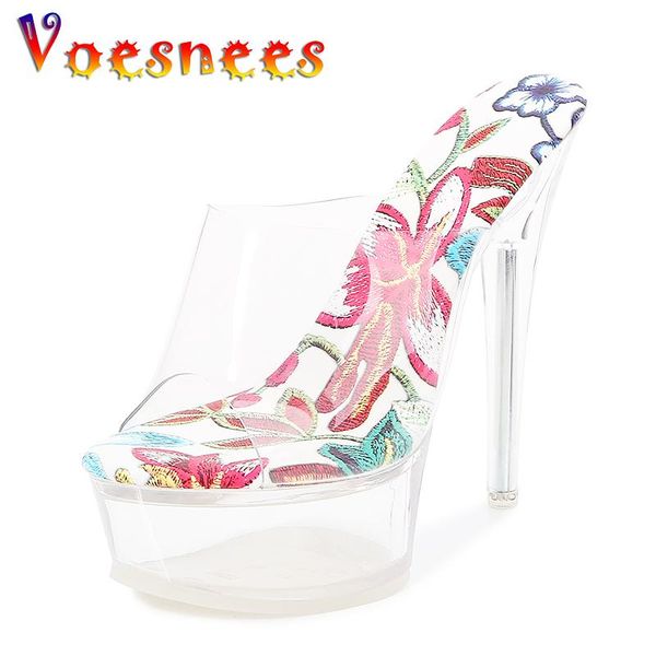 voesnees slippers women's sandals size 43 14cm thin heeled platform high heels transparent crystal women shoes wedding, Black
voesnees slippers women's sandals size 43 14cm thin heeled platform high heels transparent crystal women shoes wedding, Black