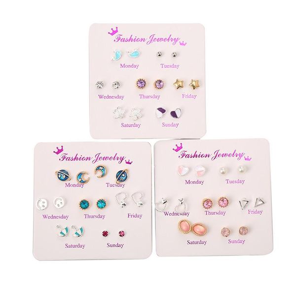 stud fashion inlaid color rhinestone 7 pairs of student earrings korean version the personality cute couple small gift, Golden;silver
stud fashion inlaid color rhinestone 7 pairs of student earrings korean version the personality cute couple small gift, Golden;silver